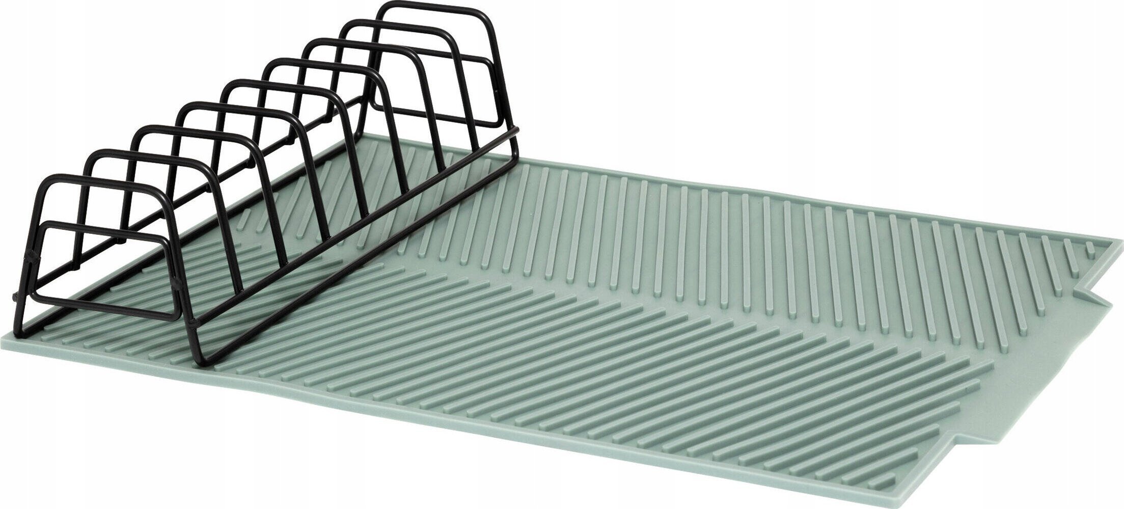 Silikonowa mata do suszenia naczyń ze stojakiem na talerze, 43,5 x 33 x 8,5 cm