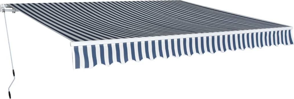 vidaXL Markiza zwijana ręcznie, 400 cm, niebiesko-biała