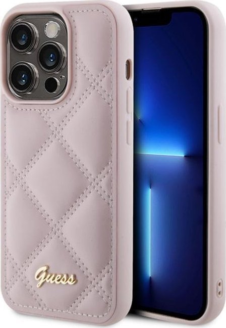 Guess Guess GUHCP15LPSQSQSP iPhone 15 Pro 6.1" różowy/pink hardcase Quilted Metal Logo