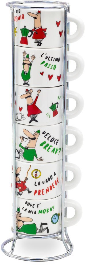 Bialetti Bialetti Italia - Zestaw 6 filiżanek do espresso na stojaku