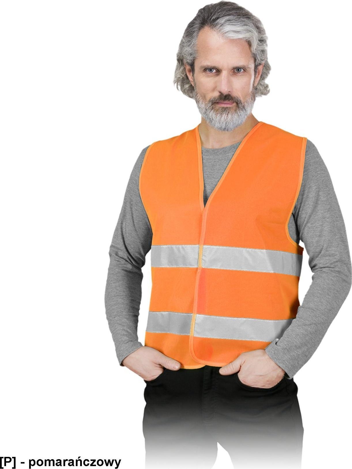 R.E.I.S. OX-LUMI - Kamizelka ostrzegawcza z dwoma poziomymi pasami odblaskowymi - pomarańczowy 3XL