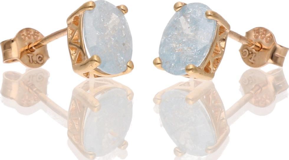 Rosanto Kolczyki z różowego złota z błękitnym kamieniem 585 14k