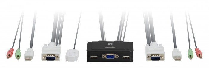 LevelOne 2-PORT USB KVM SWITCH W/ AUDIO IN