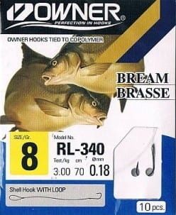 Owner Owner Haczyki RL-340 z przyponami nr 18 (0.09mm)
