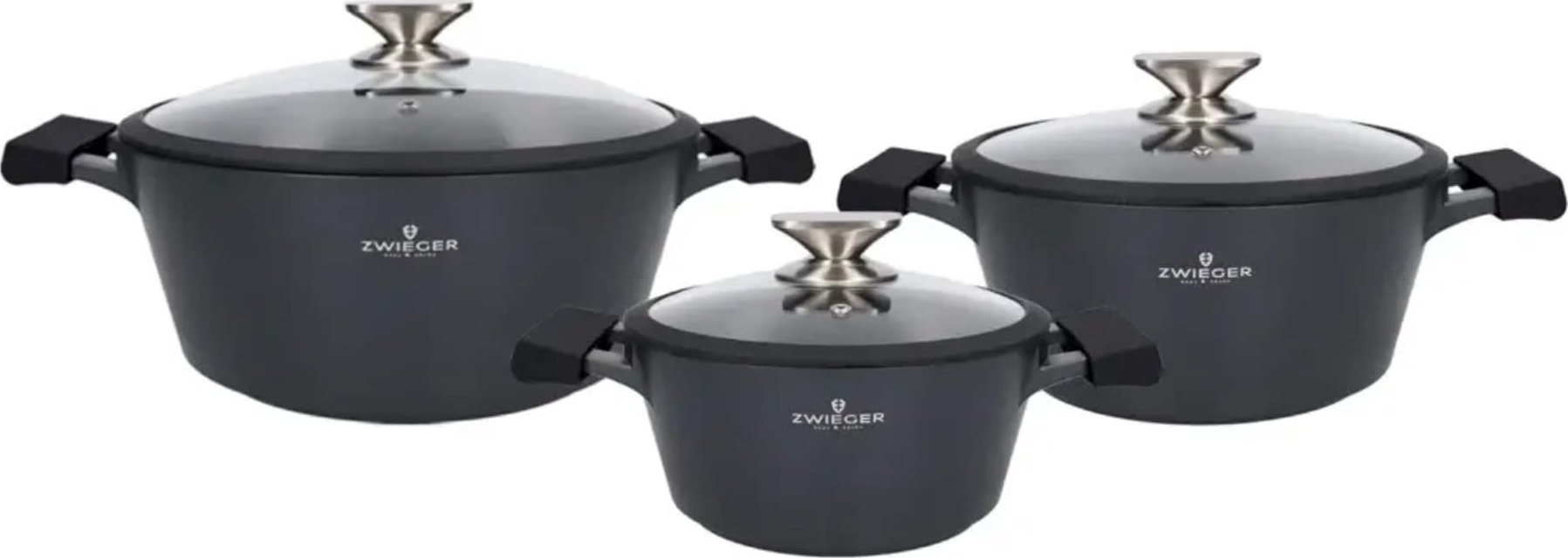 Zwieger Komplet 6 elementowy Garnków 20cm-2l/24cm-3,5l/28-5,5l Zwieger Black Stone!