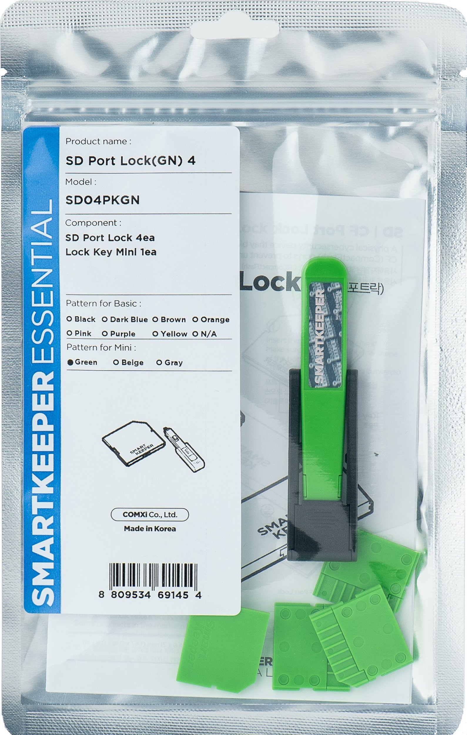 Smartkeeper SmartKeeper Mini "SD Port" Blocker grün 4 Stk.+Key