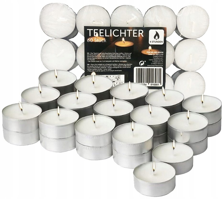 Denix Niemieckie świeczki tealight Podgrzewacze bezzapachowe 60 sztuk