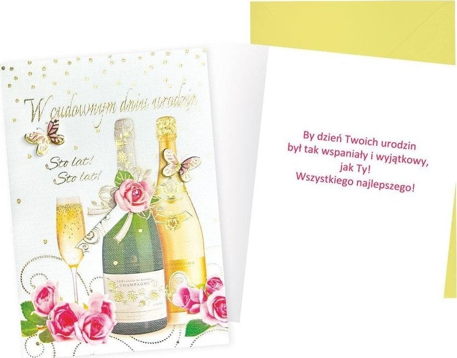Karnet B6 Urodziny (damskie, szampan)