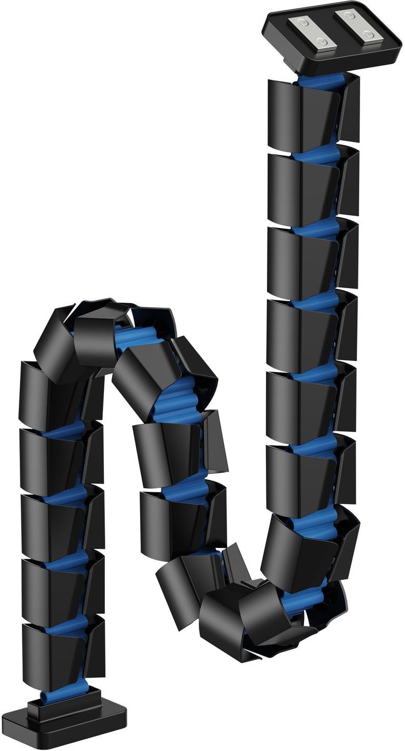 Organizer kabli, G�sia szyja z magnetycznym mocowaniem, czarno-niebieski, 1285mm, do sto��w z regulacj� wysoko�ci, Powerton