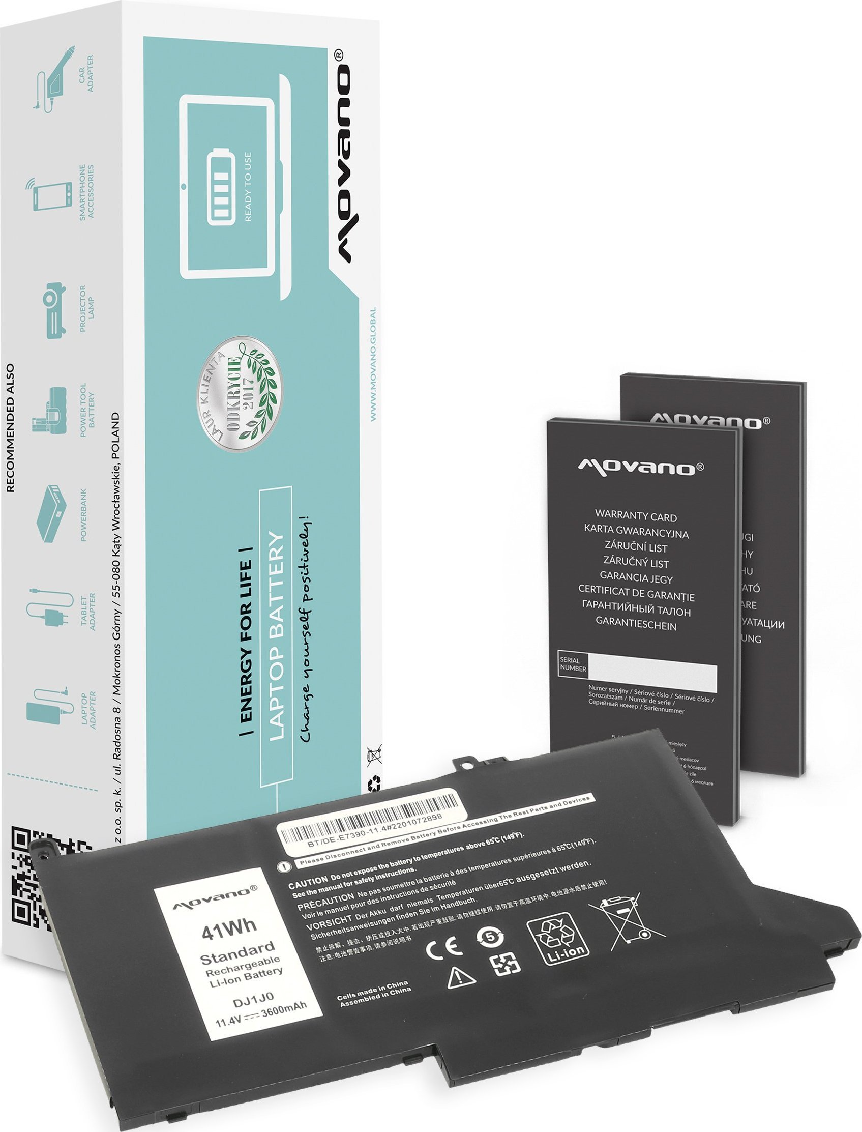 Bateria Movano Bateria MYJ96 do Dell Latitude E7390, E7490 - 11.4v