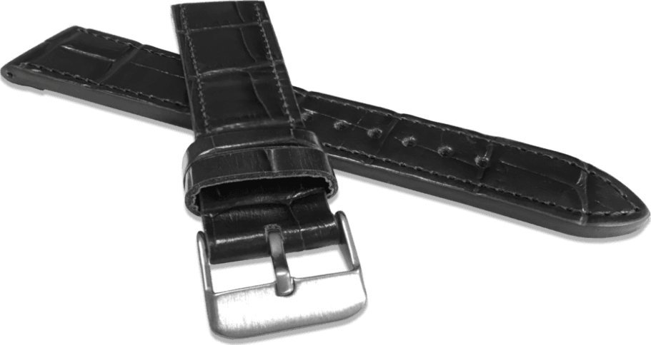 Lavvu LAVVU Czarny szyty pasek CROCO z luksusowej skóry Top Grain - 18