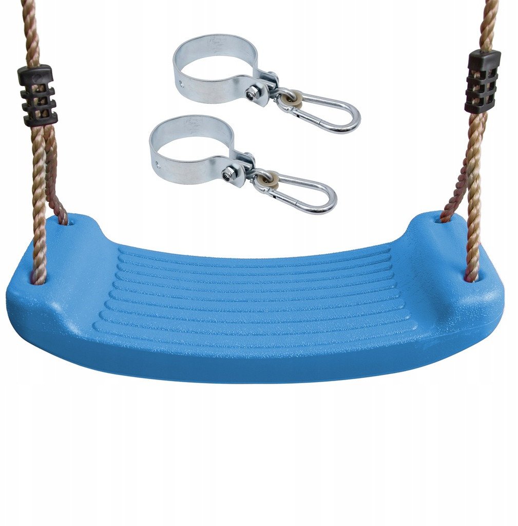Huśtawka ogrodowa deska na plac Jasnoniebieskie 42 cm obejma okrągła zestaw
