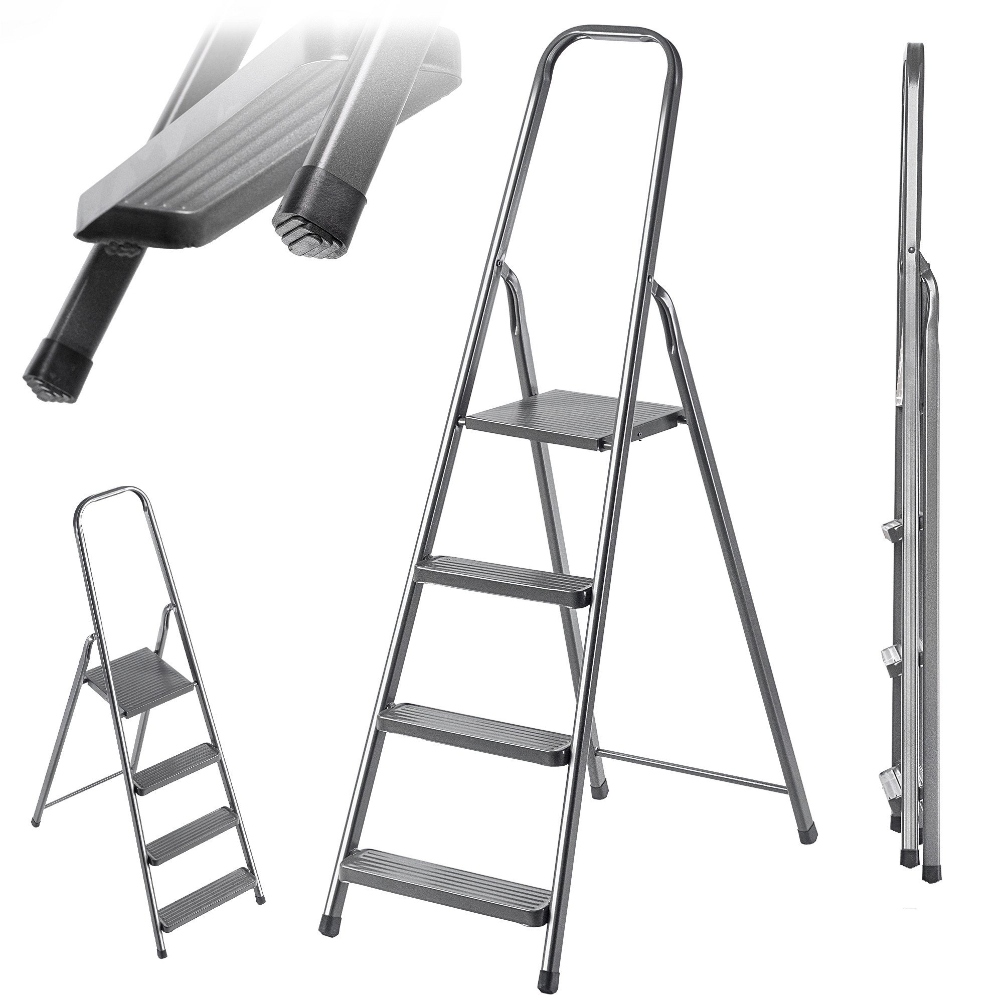 Drabina Stalowa 4 Stopniowa Domowa Drabinka Składana Stopnie Solidna 125kg