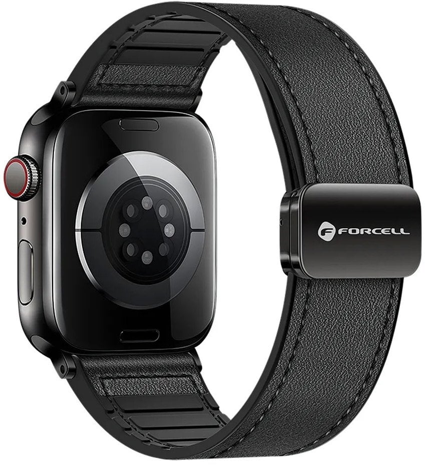 Pasek do Apple Watch Forcell F-Design FA21 magnetyczny skóra ekologiczna 42 / 44 / 45 / 49 mm czarny