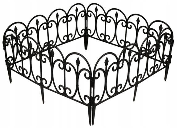 Płotek ogrodowy plastikowy czarny 32,5x240cm dekoracyjny 4 el.