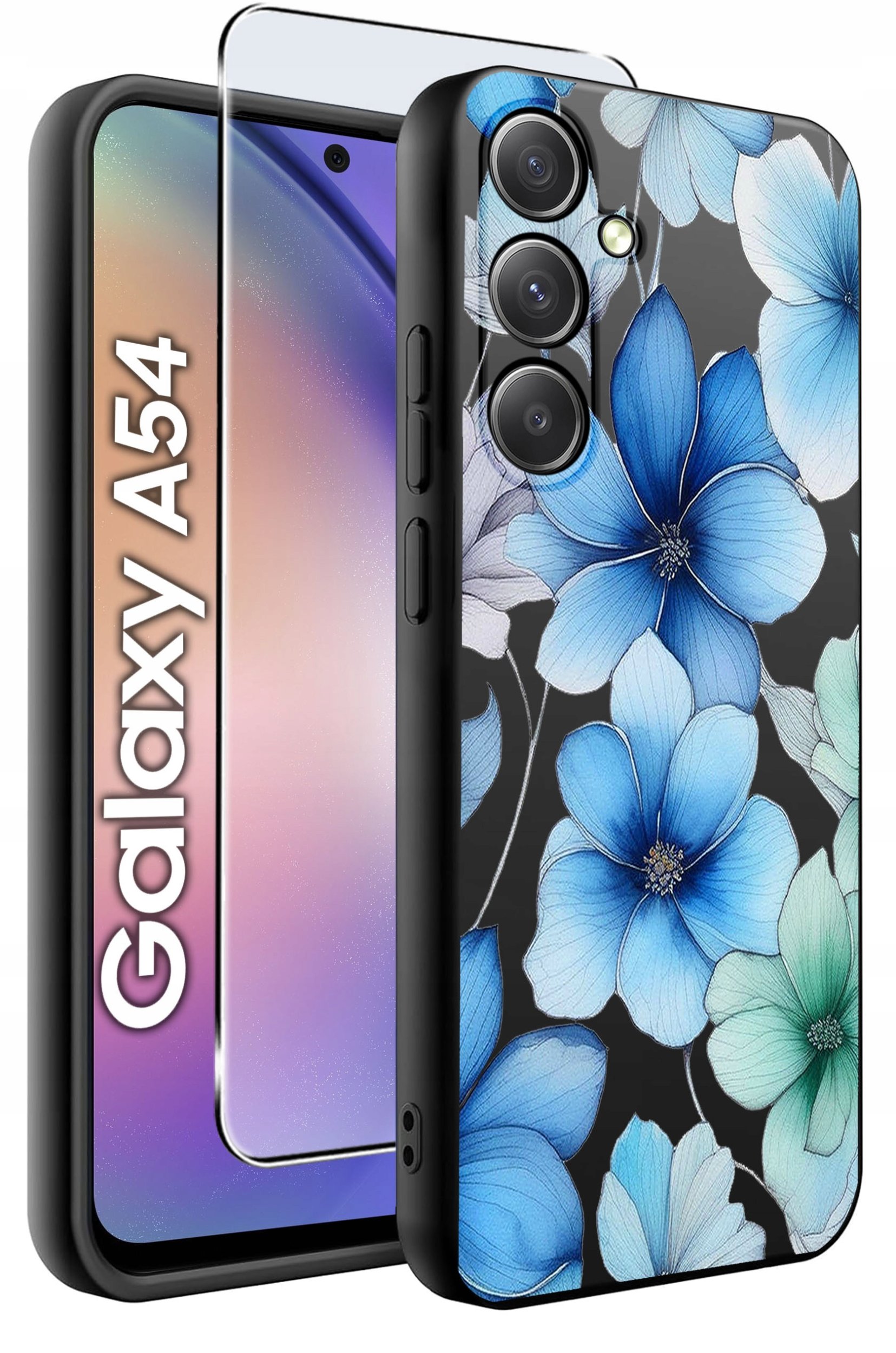 ETUI do Samsung A54 5G WZORY | SILIKONOWE MATT CASE + SZKŁO 9H