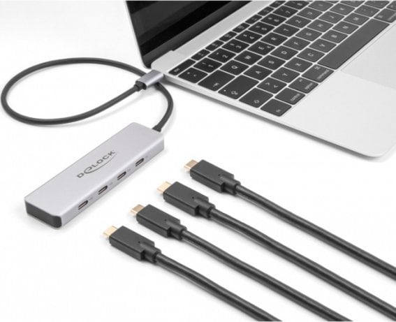 HUB USB Delock DeLOCK USB 10 Gbps USB Type-C Hub with 4 x USB Type-C socket, USB hub (grey)