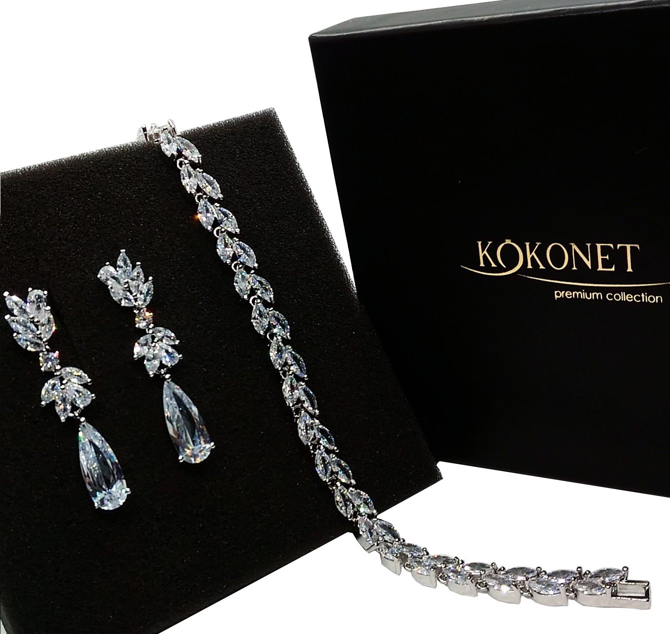 KOKONET Subtelne kolczyki srebrne z bransoletką w stylu rustykalnym NA ŚLUB wesele