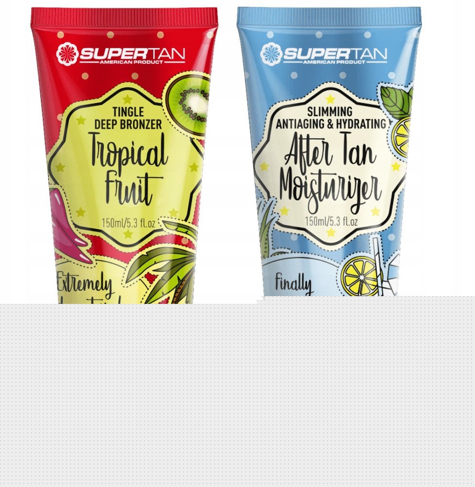SUPERTAN TROPICAL FRUIT 1x 150ml MOCNY TINGLE BRONZER + Balsam After Tan 150ml