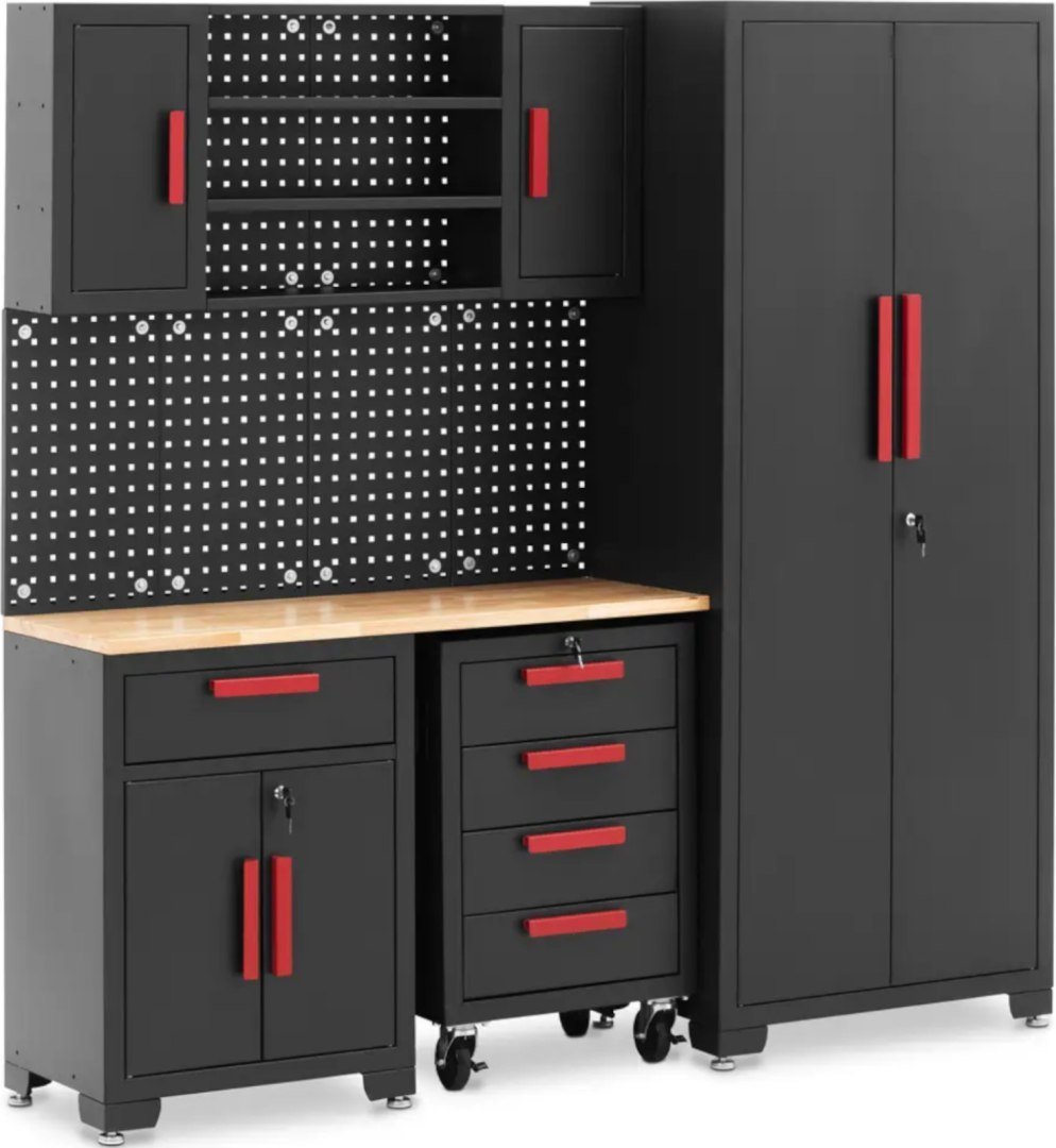 MSW Zestaw mebli warsztatowych szafa szafka na kółkach ściana perforowana