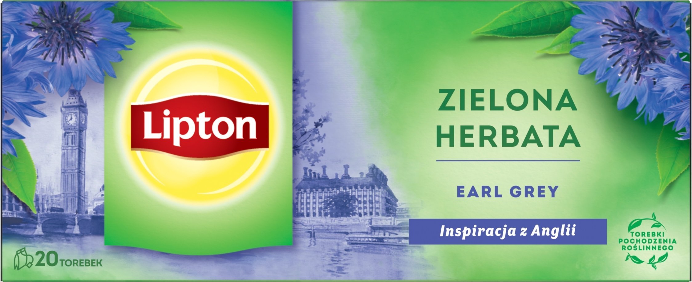 Lipton Herbata LIPTON zielona, Earl Grey, 20 torebek
