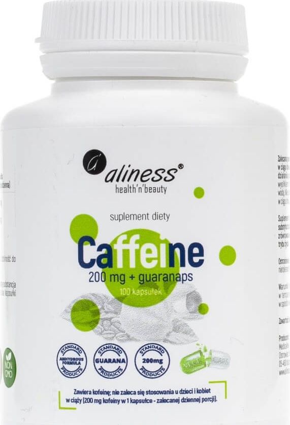 Aliness Aliness Caffeine 200 mg z guaraną - 100 kapsułek