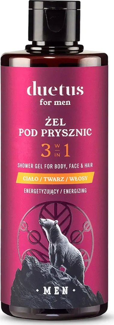 Duetus For Men Żel pod prysznic ciało, twarz, włosy energetyzujący 3w1, 300 ml