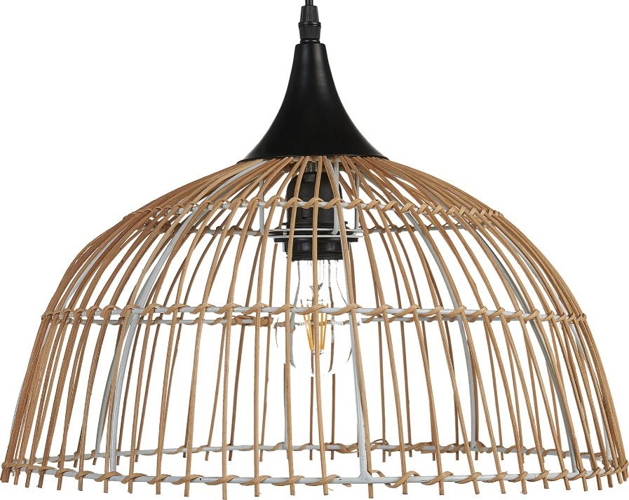 Lampa wisząca Beliani Lampa wisząca rattanowa naturalna BARARIS!