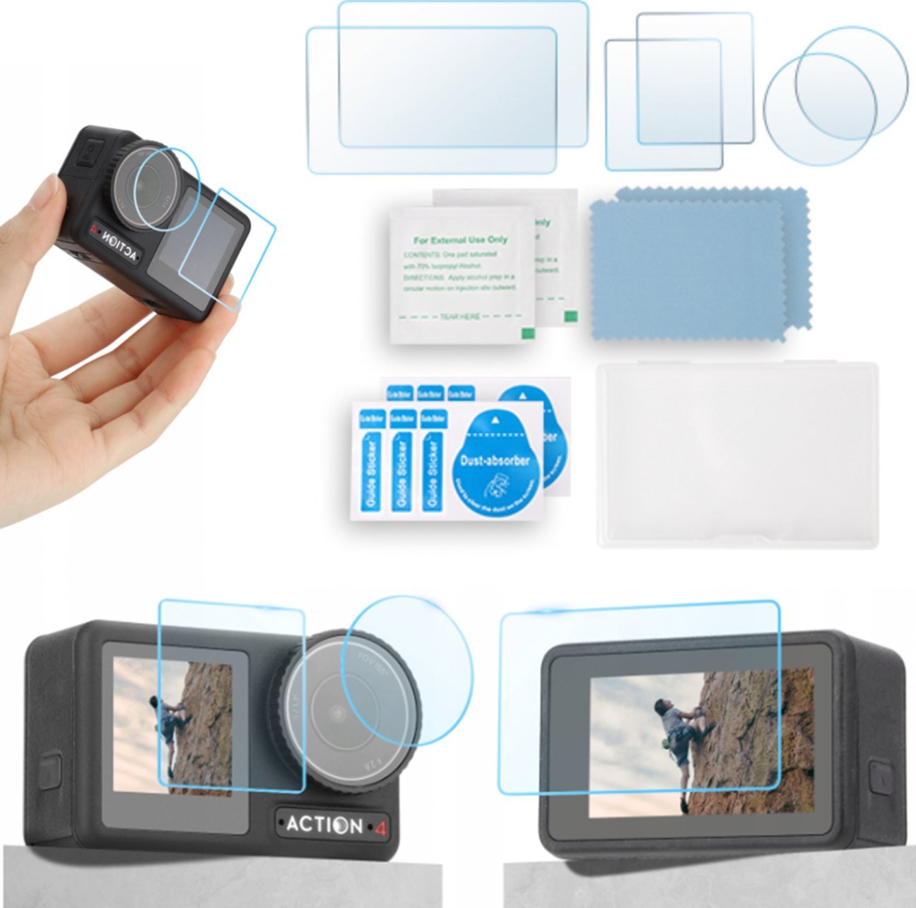 SunnyLife SZKŁO HARTOWANE NA OBIEKTYW I EKRAN DO DJI OSMO ACTION 4 - 6 SZT.