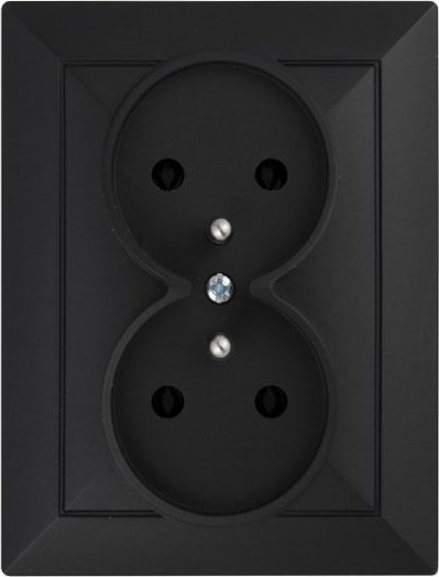 Abex PERŁA GNIAZDO PODWÓJNE P/T Z/U CZARNY MAT