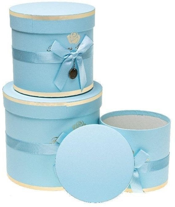 Pudełko Flower Box z kokardą 3szt niebiesk ROZETTE