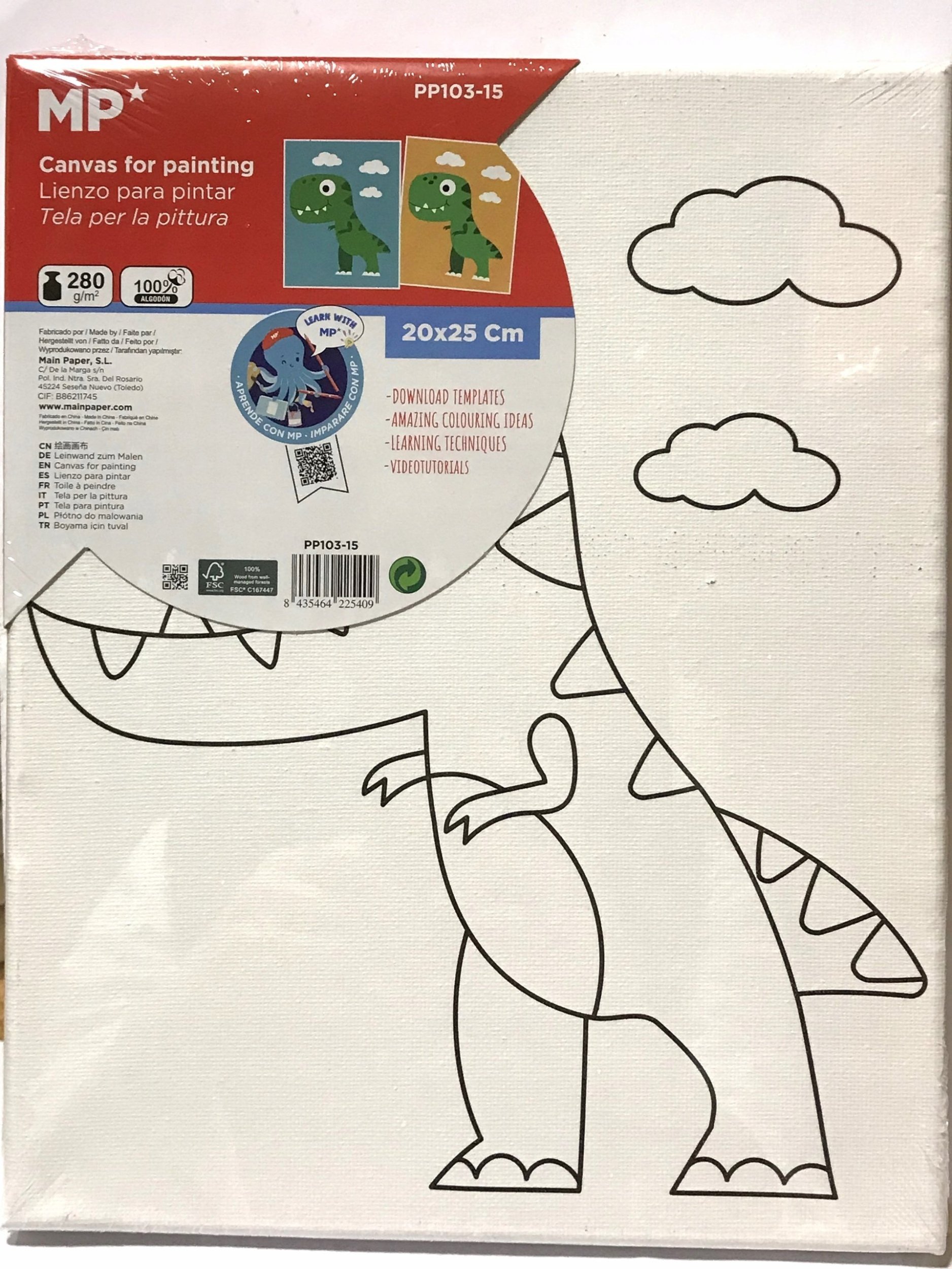 Teka Płótno do malowania dinozaur 20x25