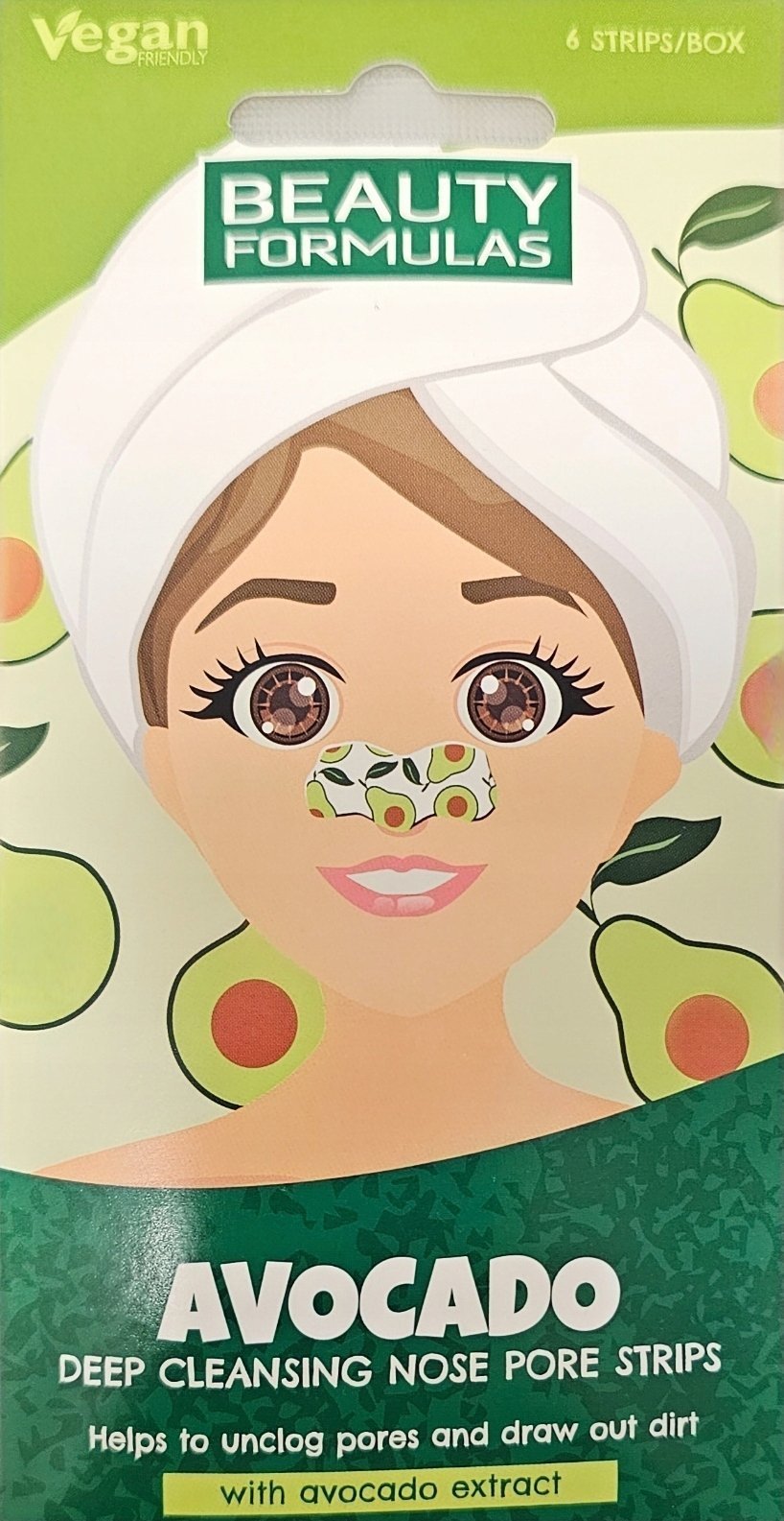 Beauty Formulas BEAUTY FORMULAS_Paski na nos głęboko oczyszczające Awokado 6szt