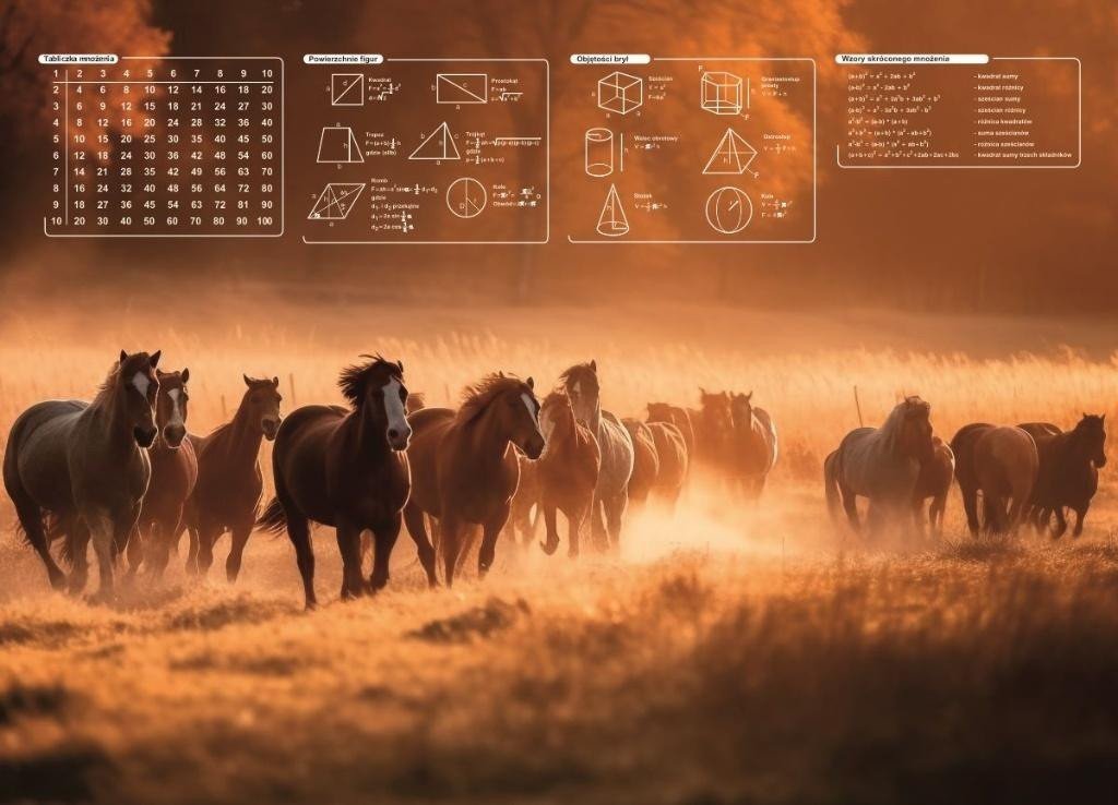 Mata na biurko z nadrukiem konie 2024