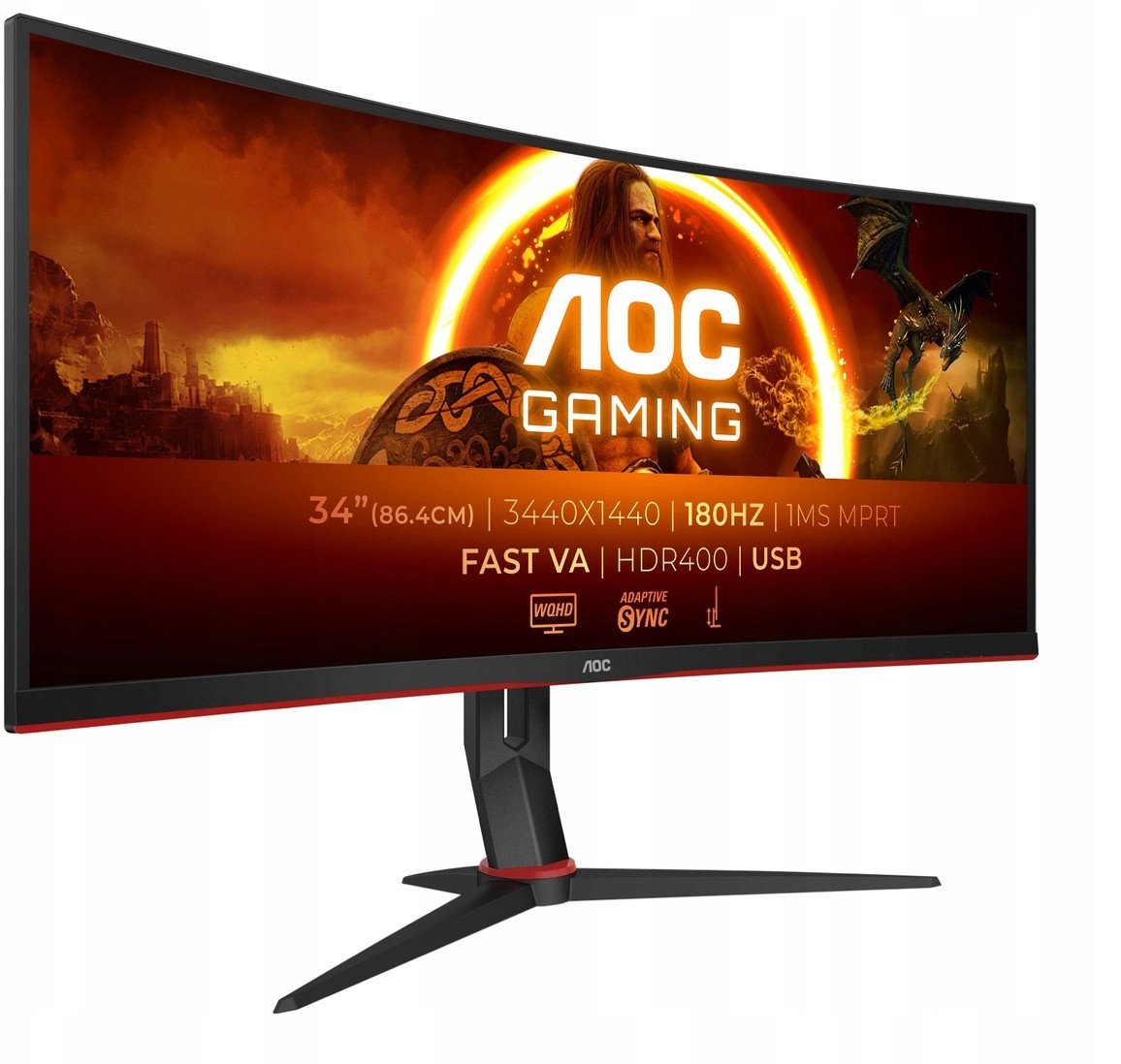 AOC Gaming CU34G2XPD 34'' monitor WQHD z zakrzywieniem 180 Hz 3440x1440