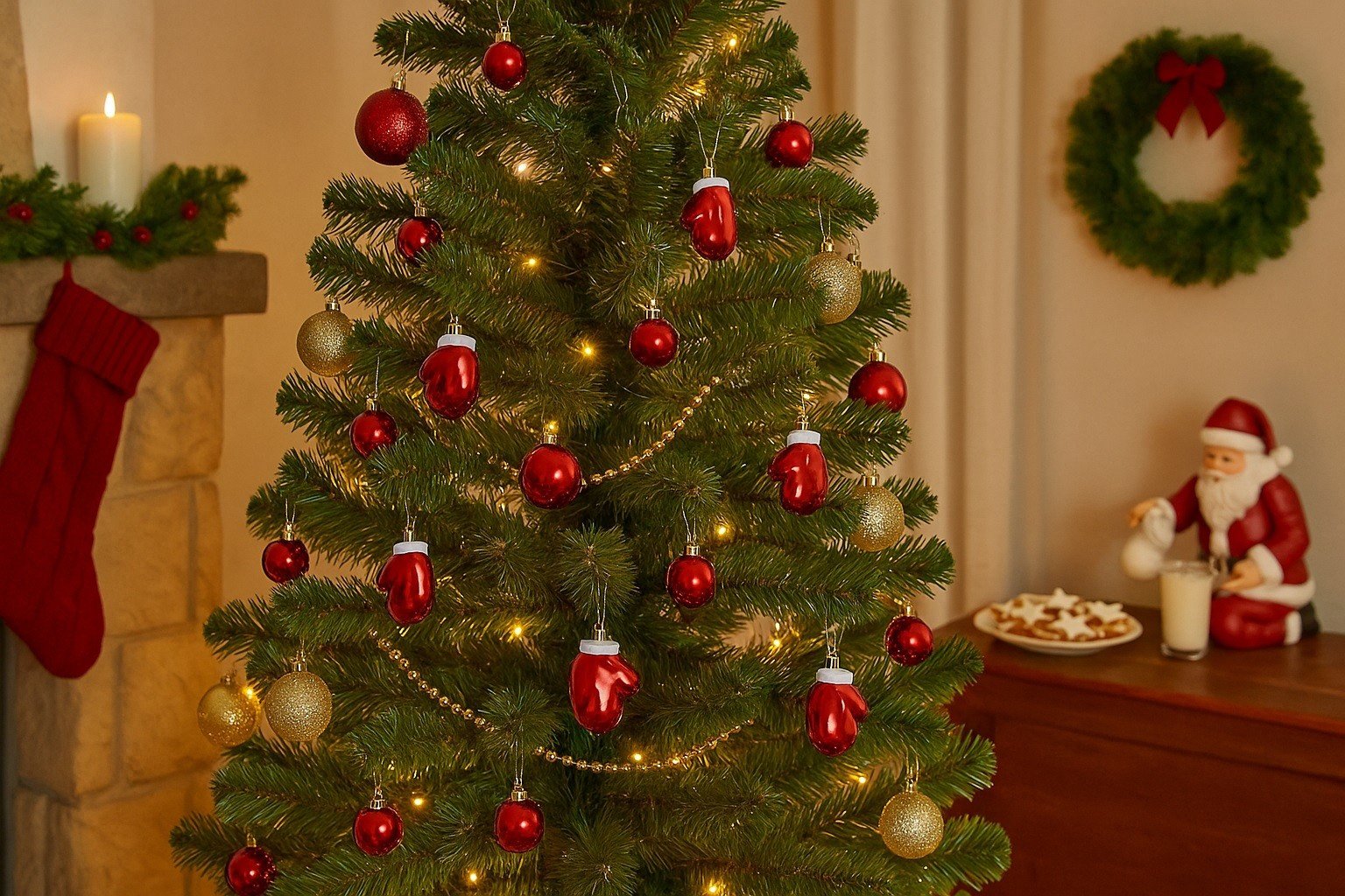 Komplet 9 bombek plastikowych 4,5 cm Rękawica czerwona 8525