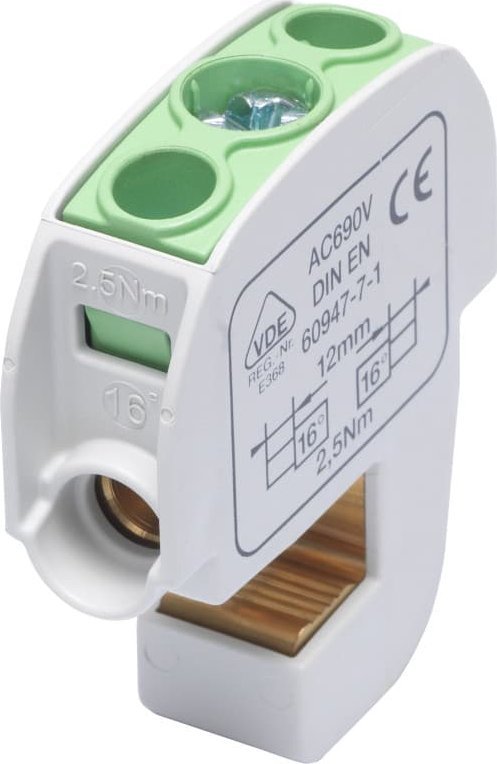 Simet Zacisk izolowany szynowy SBB 16 (86105) SIMBLOCK zielony 81550005