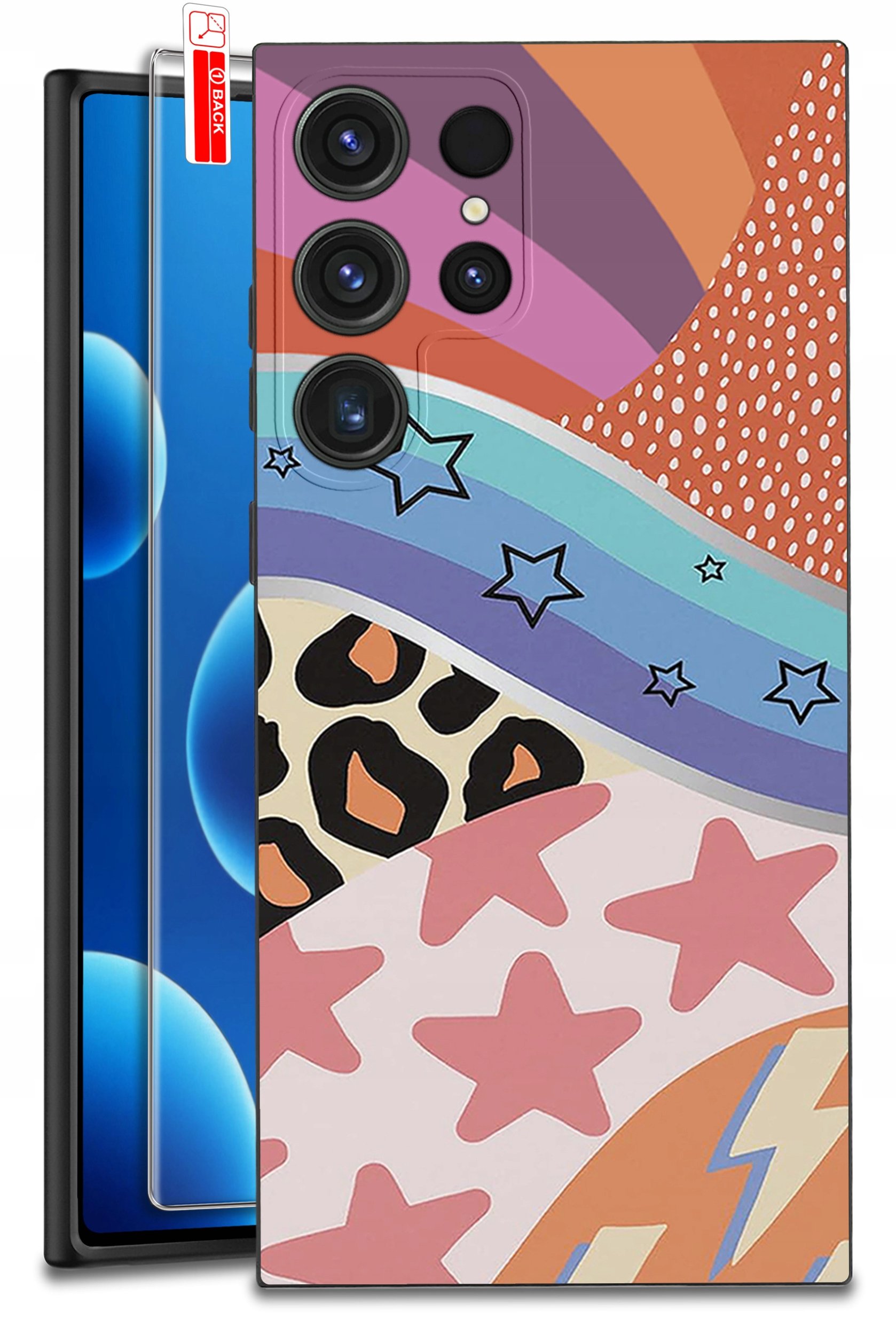 ETUI do Samsung Galaxy S25 Ultra WZORY | SILIKONOWE MATT CASE + SZKŁO 9H