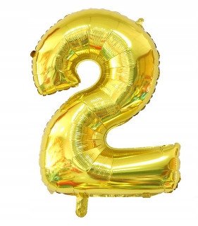 Balon Foliowy Na Hel CYFRA - 2 kolor ZŁOTY - 80CM
