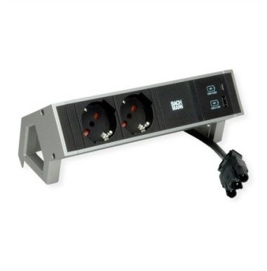 BACHMANN DESK2 2xP40 1xUSB A/C 22W, 0.2m GST18 INOX Italia