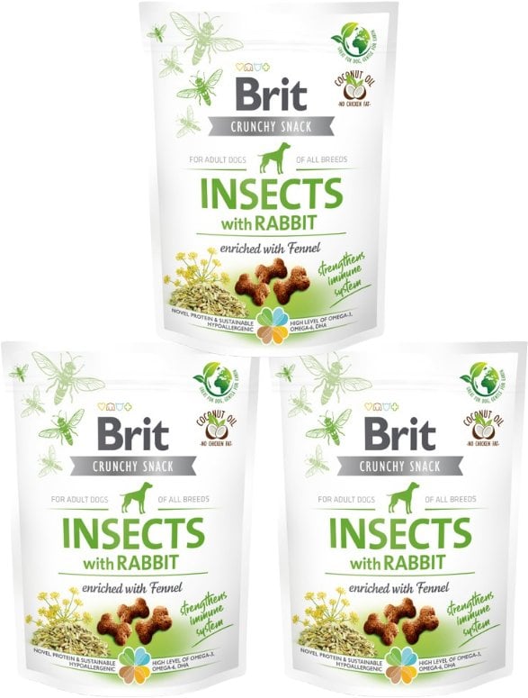 BRIT CARE Dog Crunchy Cracker Insects rich in Rabbit 3x200g