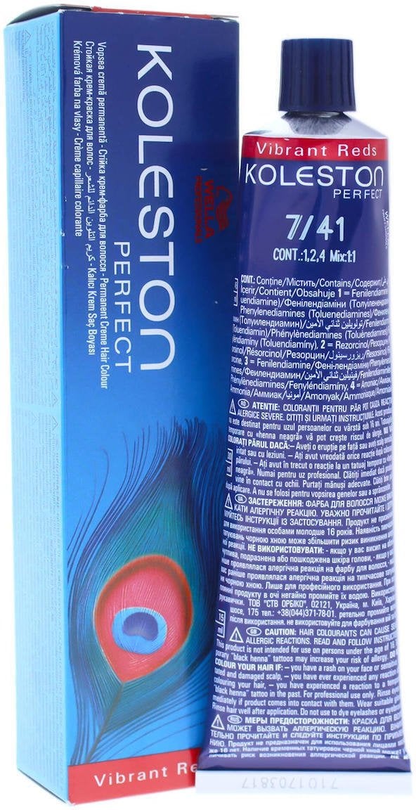 Wella Professionals Wella Professionals, Koleston Perfect, Permanent Hair Dye, 7/41 Medium Red Ash Blonde, 60 ml For Women