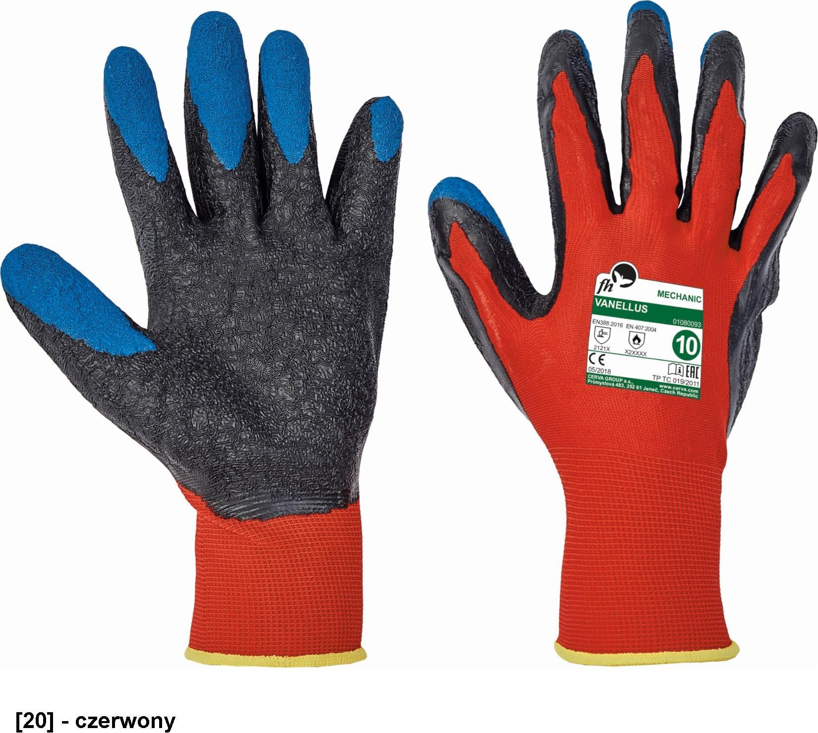 CERVA VANELLUS - rękawice mechaniczne powlekane 10