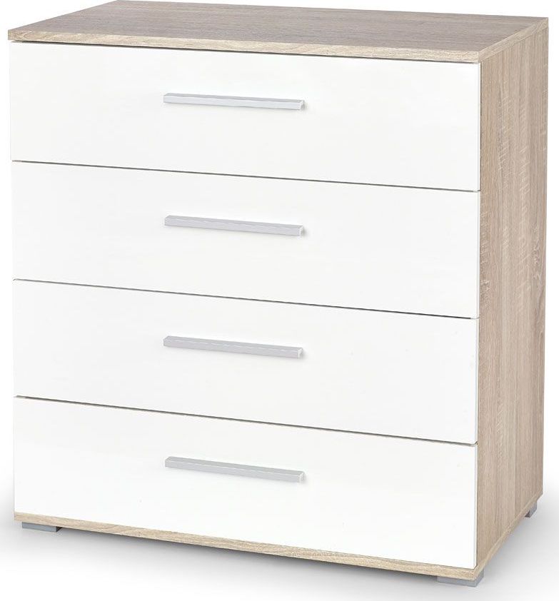 Elior Minimalistyczna komoda Lines C4 - biała + dąb sonoma