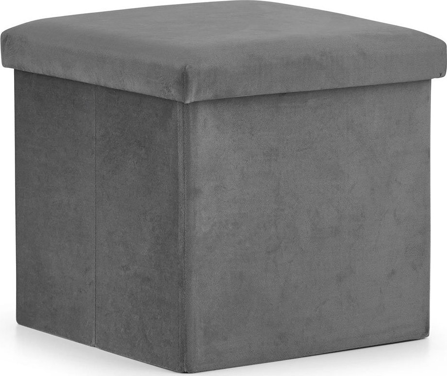 Elior Ciemnoszara kwadratowa welurowa pufa - Nesto 4X