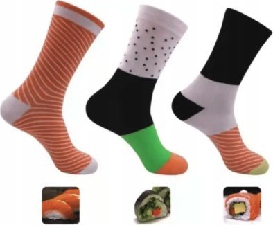 Kolorowe skarpetki sushi 3 pary zestaw zabawnych skarpetek prezent