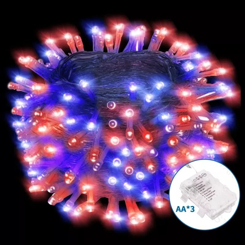 Lampki choinkowe Aigostar Lampki choinkowe 50led na 3 baterie AA czerwono-niebieskie Lampki choinkowe 50led na 3 baterie AA czerwono-niebieskie