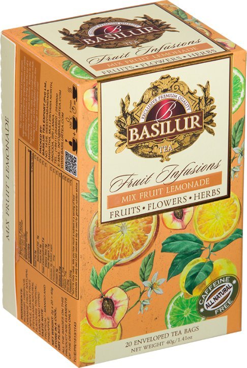 Basilur Basilur MIX FRUIT LEMONADE herbata owocowa OWOCE TROPIKALNE CYTRUSY bez kofeiny - 20 x 2 g