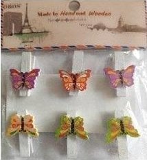 Klamerki ozdobne zwierzęce motyle 6szt