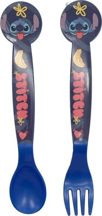 Disney Stitch - Zestaw plastikowych sztućców z kolekcji Palms (łyżka i widelec)